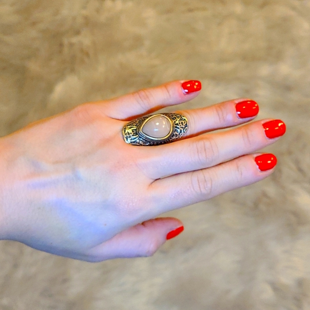Bronze color ring with nude stone